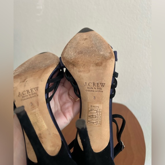J.CREW Collection Roxie Suede Satin Ankle Strap Pumps Womens Size 8 Made in Itay - Picture 11 of 13